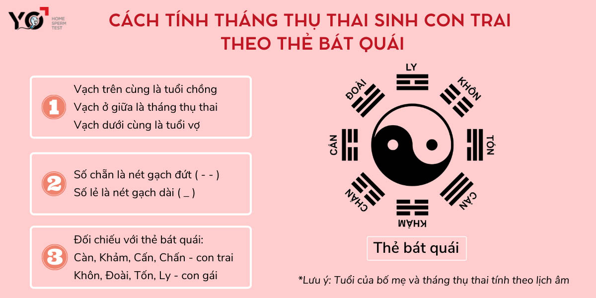 Cách tính tháng thụ thai sinh con trai theo thẻ bát quái
