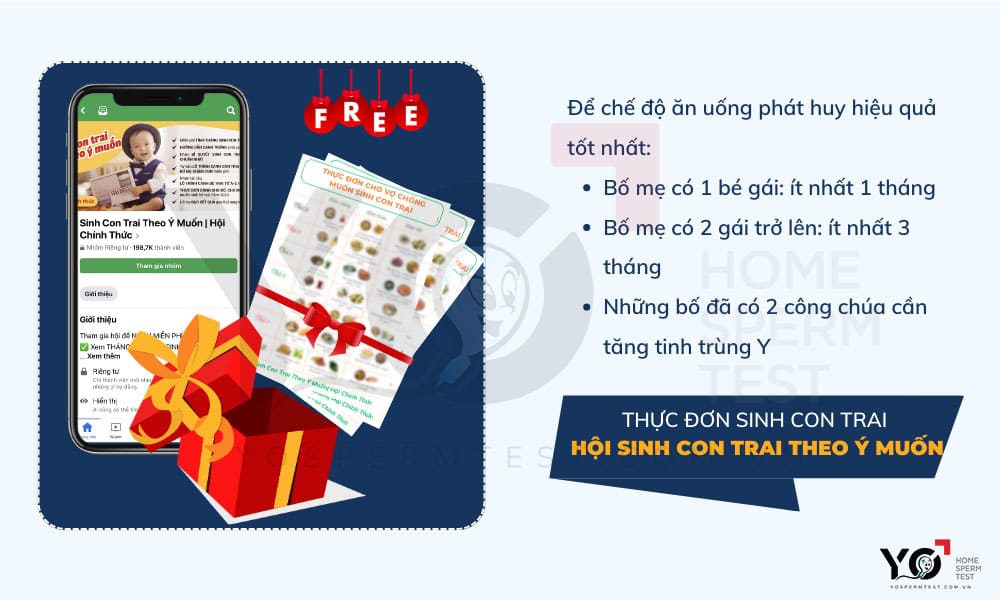 Áp dụng thực đơn canh con trai