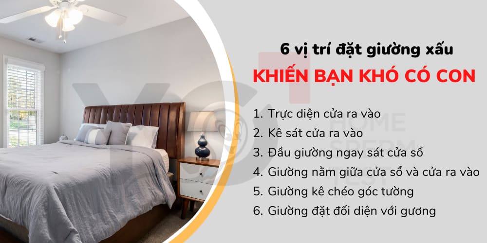 Tránh vị trí đặt giường xấu khiến vợ chồng khó có con