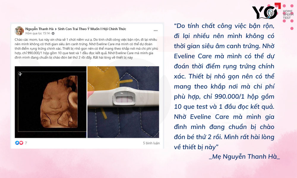 Mẹ Thanh Hà review que thử rụng trứng