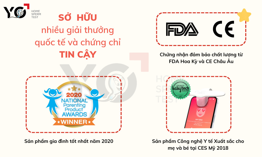 Que thử rụng trứng Eveline Care nhận được nhiều giải thưởng và chứng chỉ tin cậy