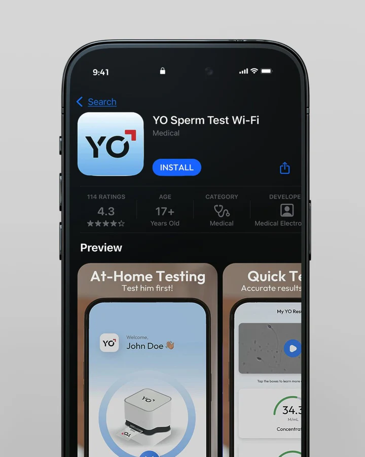 YO Sperm Test App Mockup
